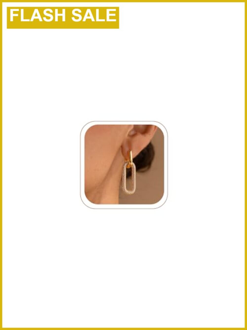 14K Gold Plated Paperclip Chain Dangle Hoop Earrings Hypoallergenic Lightweight